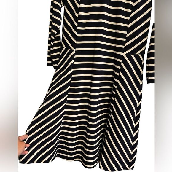 Classic Navy Blue & White Striped Long Sleeve Banana Republic Dress Size 8 - Picture 4 of 7